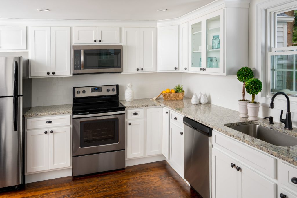Gorgeous white shaker cabinets in a new kitchen